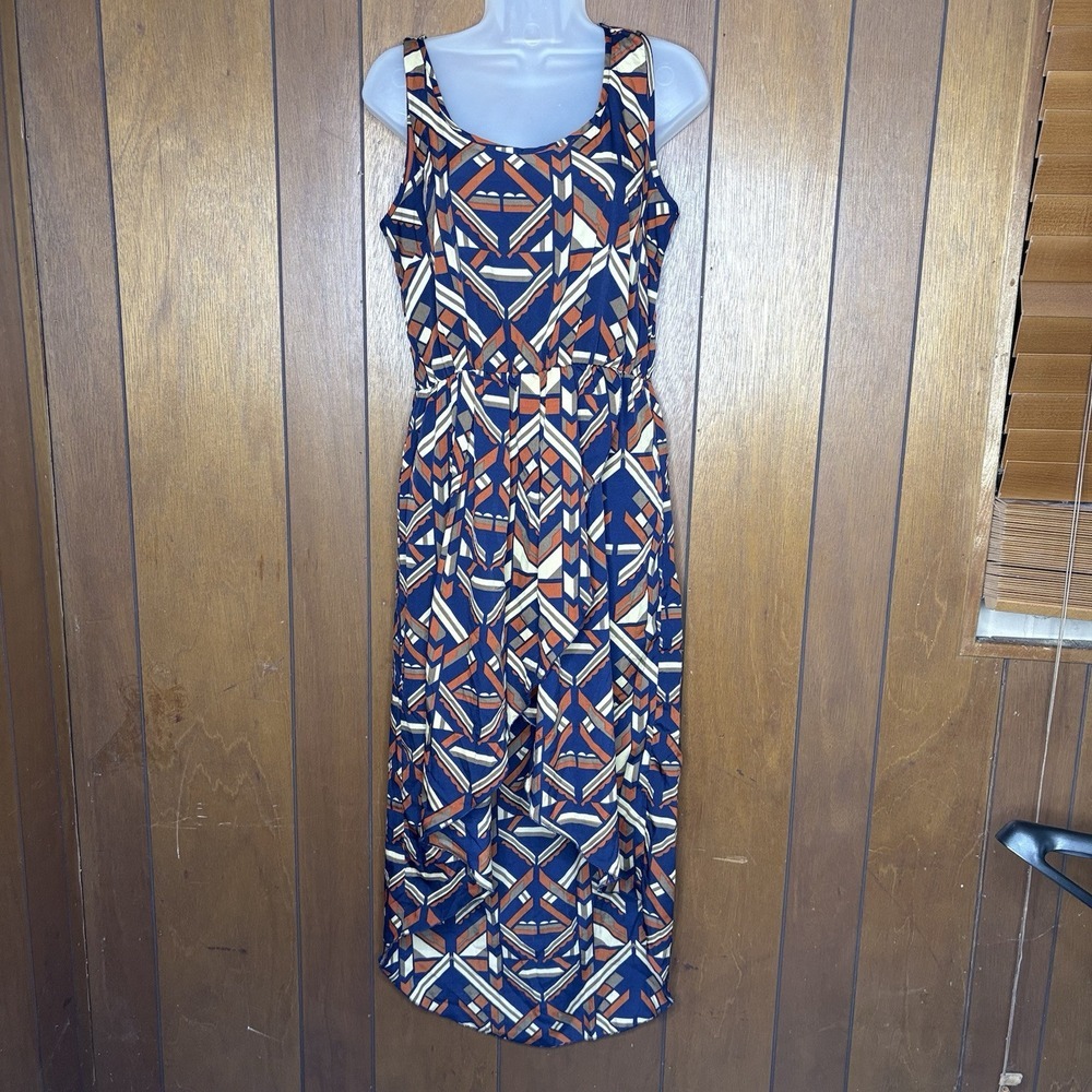 Pinky Dress M Geometric Aztec Sleeveless High Low Hem Boho Retro‎ Y2K Tribal